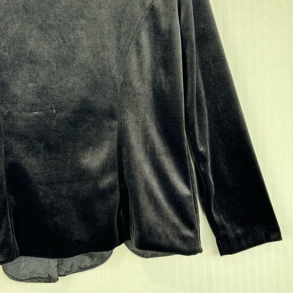 Whirlaway Frocks Black Velvet Button Blazer Petite Size 12 Vintage Short Sleeve - Picture 6 of 9